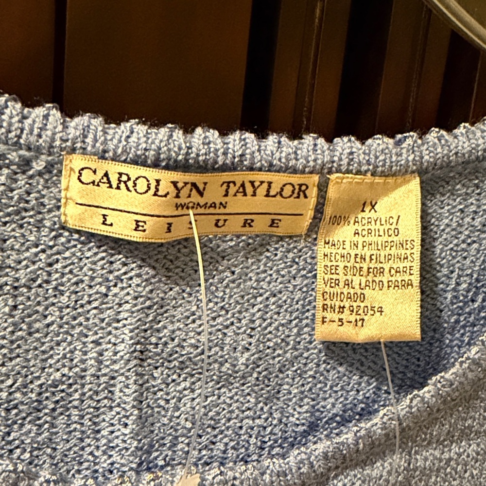 Carolyn Taylor Blue Short Sleeve Knit Top - Picture 2 of 3